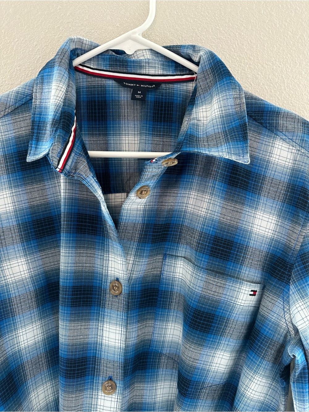 Tommy Hilfiger Blue Plaid Button-Front Maxi Shirt Dress - Picture 4 of 9